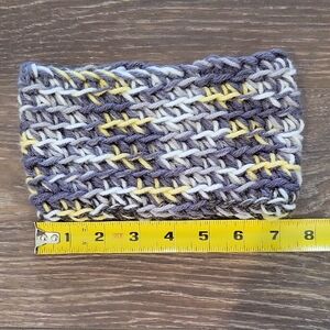 Handmade Knit Headband in Gray White and Yellow NWOT